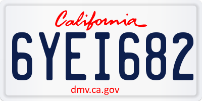 CA license plate 6YEI682