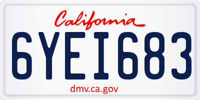 CA license plate 6YEI683
