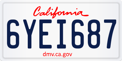CA license plate 6YEI687