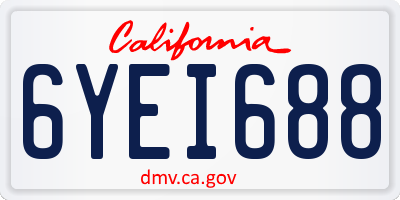 CA license plate 6YEI688
