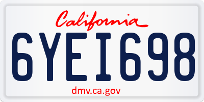 CA license plate 6YEI698