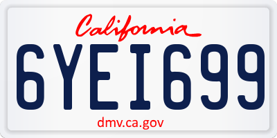 CA license plate 6YEI699