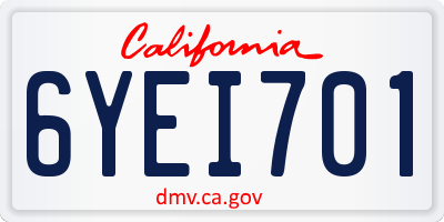 CA license plate 6YEI701
