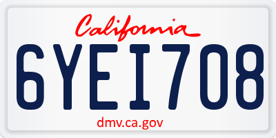 CA license plate 6YEI708