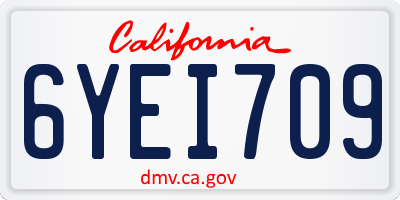 CA license plate 6YEI709
