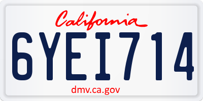 CA license plate 6YEI714