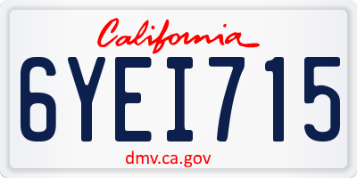 CA license plate 6YEI715