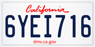 CA license plate 6YEI716