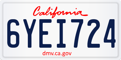 CA license plate 6YEI724