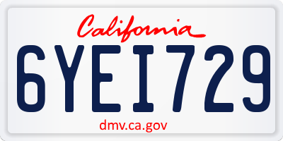 CA license plate 6YEI729