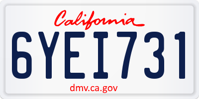 CA license plate 6YEI731