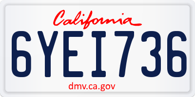 CA license plate 6YEI736