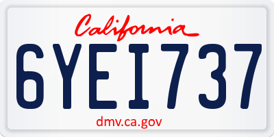 CA license plate 6YEI737