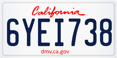 CA license plate 6YEI738