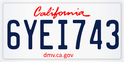 CA license plate 6YEI743