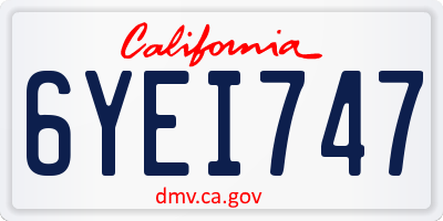 CA license plate 6YEI747