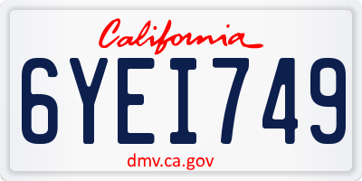 CA license plate 6YEI749