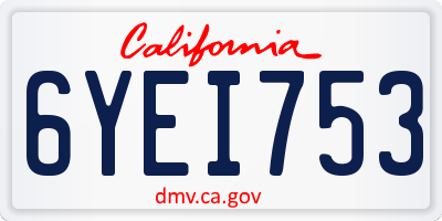 CA license plate 6YEI753