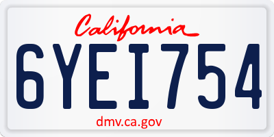 CA license plate 6YEI754