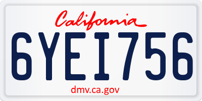 CA license plate 6YEI756