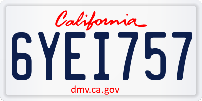 CA license plate 6YEI757