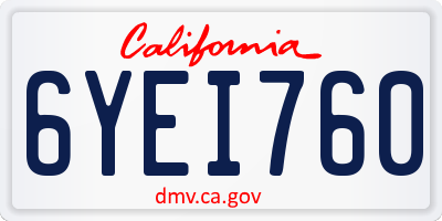 CA license plate 6YEI760