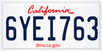 CA license plate 6YEI763