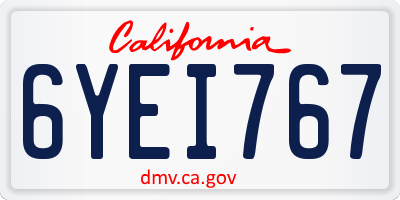 CA license plate 6YEI767
