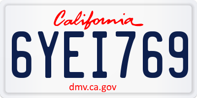 CA license plate 6YEI769
