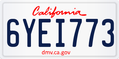 CA license plate 6YEI773