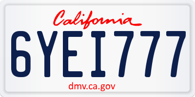 CA license plate 6YEI777