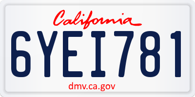 CA license plate 6YEI781
