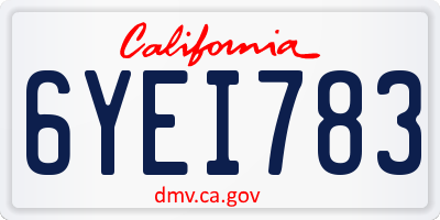 CA license plate 6YEI783