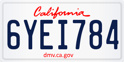 CA license plate 6YEI784