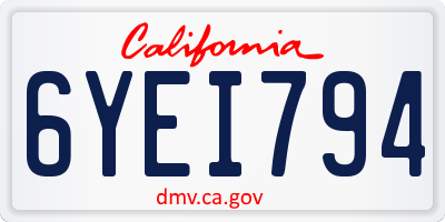 CA license plate 6YEI794
