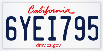 CA license plate 6YEI795