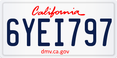 CA license plate 6YEI797