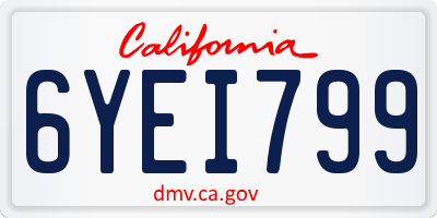 CA license plate 6YEI799
