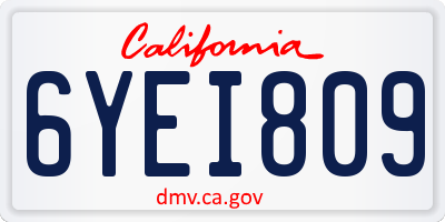 CA license plate 6YEI809