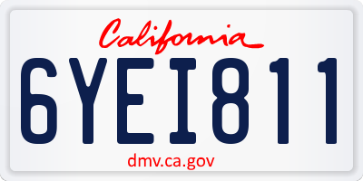 CA license plate 6YEI811