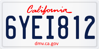 CA license plate 6YEI812