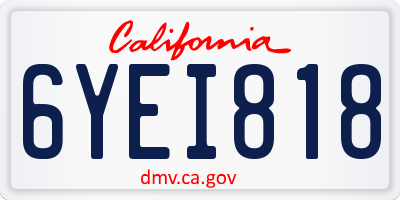 CA license plate 6YEI818