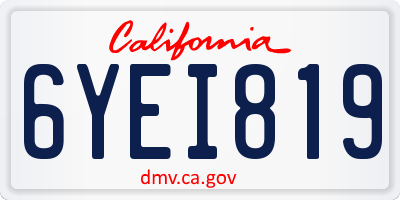CA license plate 6YEI819