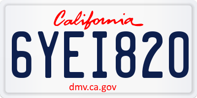 CA license plate 6YEI820