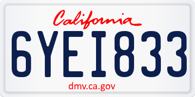 CA license plate 6YEI833