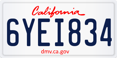 CA license plate 6YEI834