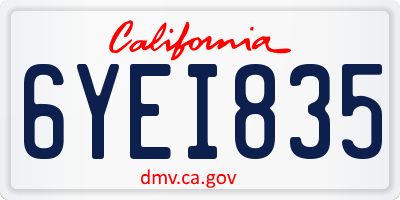 CA license plate 6YEI835