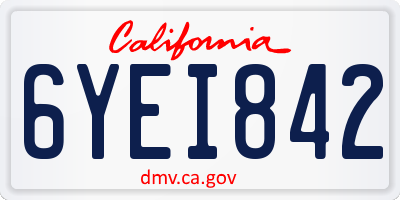 CA license plate 6YEI842