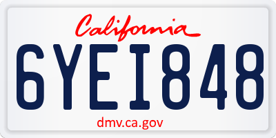 CA license plate 6YEI848