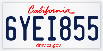 CA license plate 6YEI855